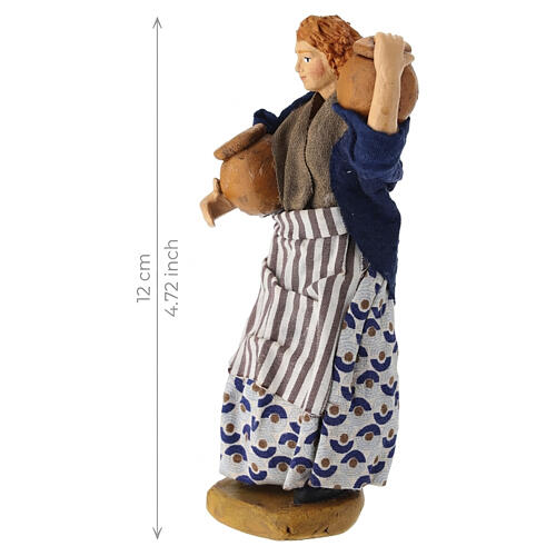 Paysanne avec amphores en terre cuite crèche napolitaine 12 cm 2