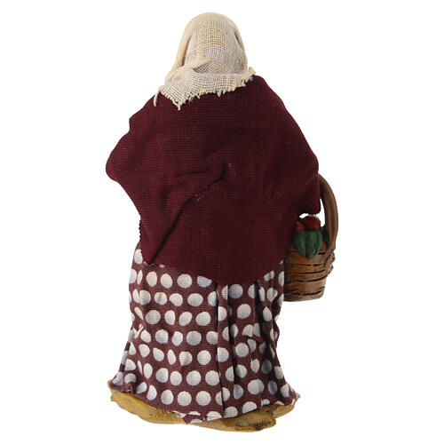 Bergère avec panier et bouteille de vin en terre cuite 12 cm crèche napolitaine 4