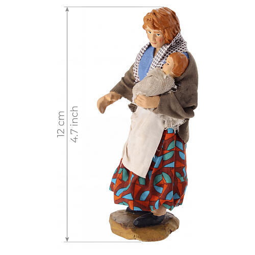 Woman with child, 12 cm Neapolitan Nativity Figurine in terracotta 2