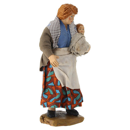 Femme avec enfant 12 cm pour crèche napolitaine en terre cuite 3