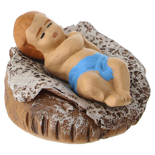 Enfant Jésus dans un berceau en terre cuite crèche napolitaine 8 cm 4