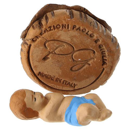 Menino Jesus com berço em terracota para presépio napolitano 8 cm 6