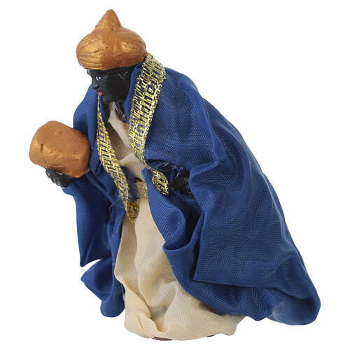 Re magio moro inginocchiato presepe Napoli 8-10 cm 2