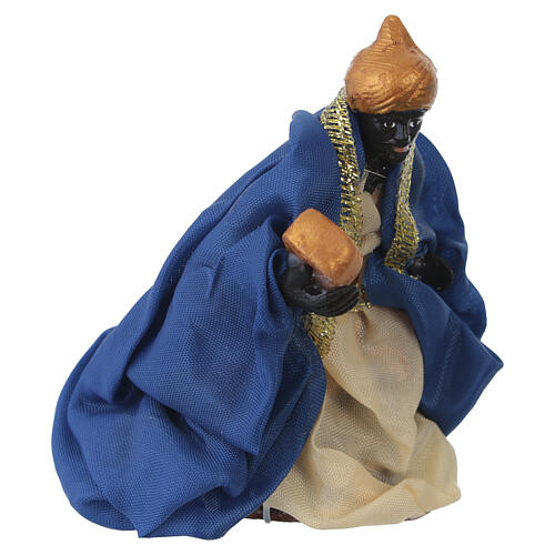 Re magio moro inginocchiato presepe Napoli 8-10 cm 3