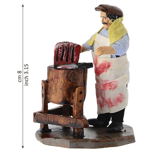 Boucher avec banc pour crèche napolitaine 8 cm en terre cuite 2