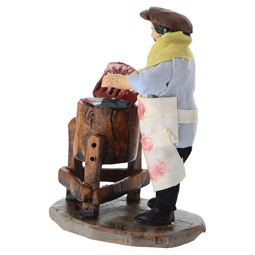 Boucher avec banc pour crèche napolitaine 8 cm en terre cuite 4