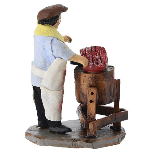 Açougueiro com bancada para presépio napolitano 8 cm terracota 3