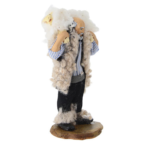 Pastore con pecora in terracotta presepe napoletano 8 cm 3
