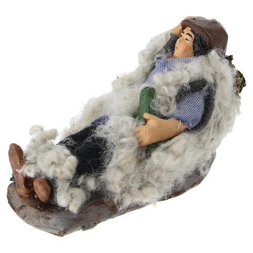 Benino the sleeping shepherd for 8 cm Neapolitan Nativity Scene, terracotta 3