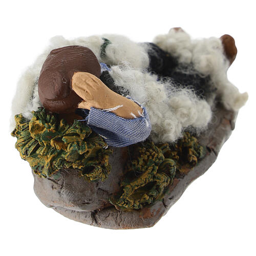 Benino le berger endormi en terre cuite pour crèche napolitaine 8 cm 4