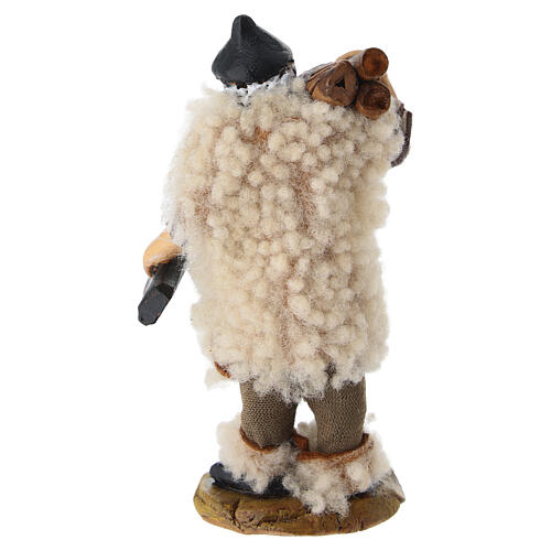 Pastore con legna in terracotta presepe napoletano 8 cm 4