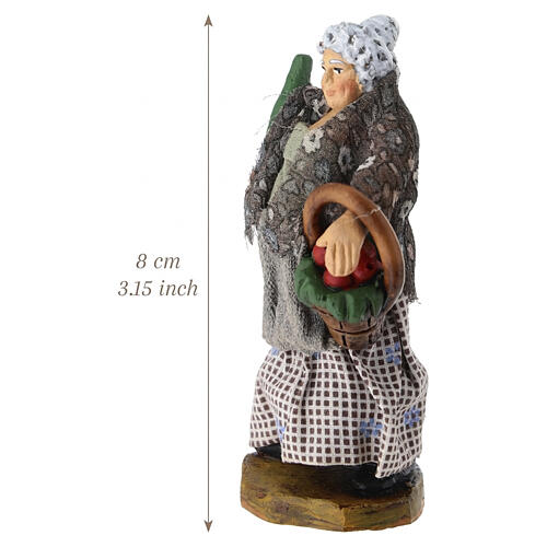 Pastorella con cesto e vino terracotta presepe napoletano 8 cm 2