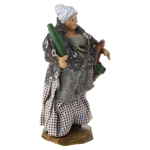 Pastorella con cesto e vino terracotta presepe napoletano 8 cm 3