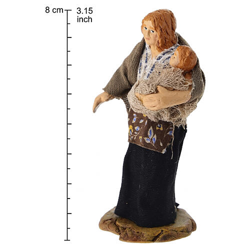 Mulher com criança nos braços terracota 8 cm presépio napolitano 2