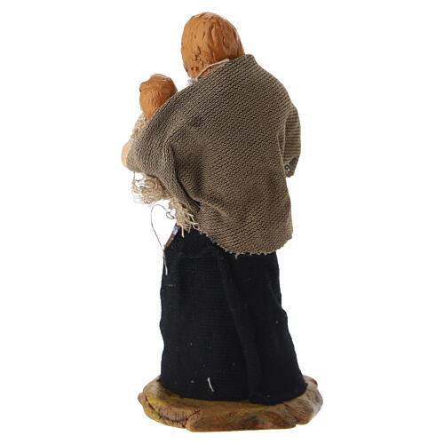 Mulher com criança nos braços terracota 8 cm presépio napolitano 4