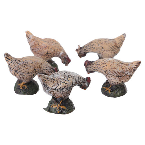 Set 10 oies et poules en terre cuite pour crèche napolitaine 10-12 cm 2