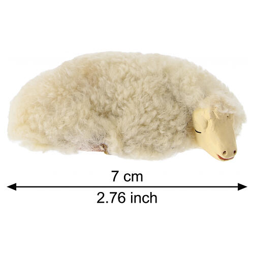 Liegendes Schaf aus Terrakotta mit Wollfell für neapolitanische Krippe mit 14-16 cm Figuren 2