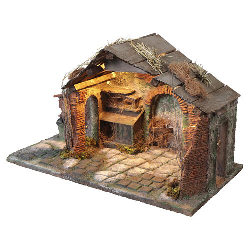 Capanna illuminata 35x55x30 cm con fontana VERA presepe napoletano 12 cm 3