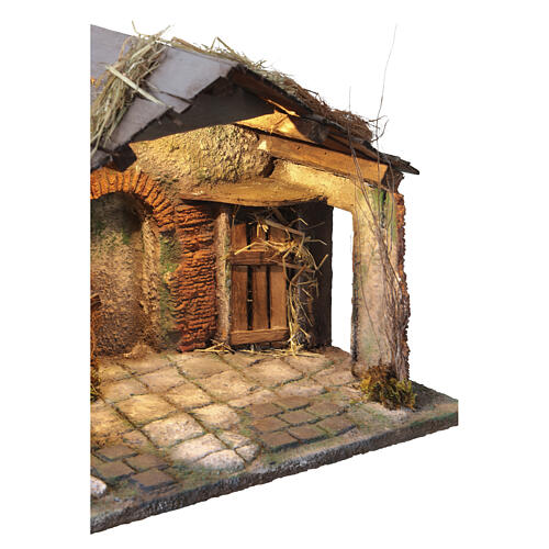 Capanna illuminata 35x55x30 cm con fontana VERA presepe napoletano 12 cm 4