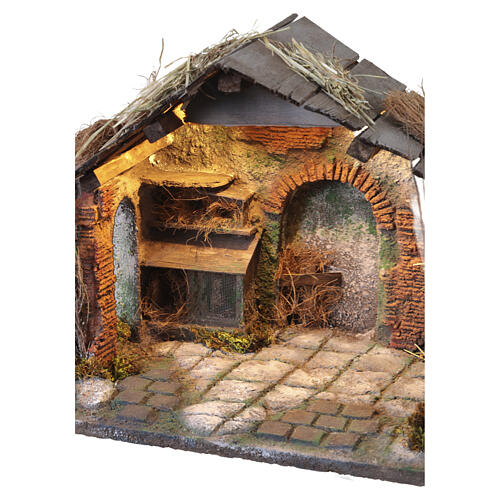 Capanna illuminata 35x55x30 cm con fontana VERA presepe napoletano 12 cm 6