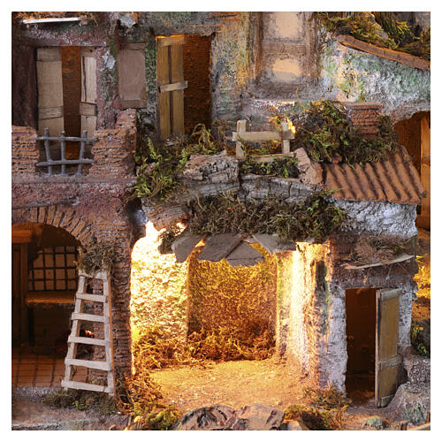 Borgo 70x65x40 cm illuminato mulino in movimento presepe 8-10 cm 2