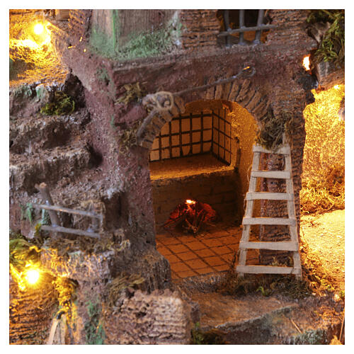 Borgo 70x65x40 cm illuminato mulino in movimento presepe 8-10 cm 7