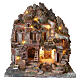 Borgo 70x65x40 cm illuminato mulino in movimento presepe 8-10 cm s1