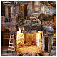 Borgo 70x65x40 cm illuminato mulino in movimento presepe 8-10 cm s2