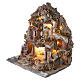 Borgo 70x65x40 cm illuminato mulino in movimento presepe 8-10 cm s3