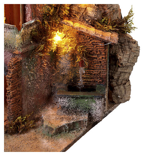 Illuminated village with working fountain for 6 cm Neapolitan Nativity Scene, 47x52x30 cm 3