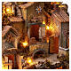 Village illuminé 45x50x30 cm avec fontaine fonctionnelle pour crèche napolitaine 6 cm s7