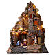 Village illuminé 70x55x35 cm avec four à effet flamme crèche napolitaine 12 cm s1
