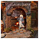 Village illuminé 70x55x35 cm avec four à effet flamme crèche napolitaine 12 cm s6