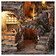 Borgo illuminato 85x65x45 cm fontana funzionante e forno presepe Napoli 10-12 cm s2