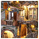 Borgo illuminato 85x65x45 cm fontana funzionante e forno presepe Napoli 10-12 cm s6