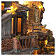 Borgo illuminato 85x65x45 cm fontana funzionante e forno presepe Napoli 10-12 cm s10