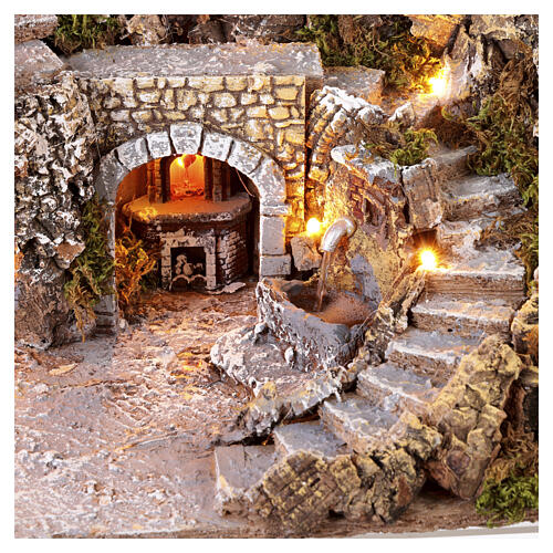 Escena horno fuente iluminado 50x45x50 cm belén napolitano 8 cm 2