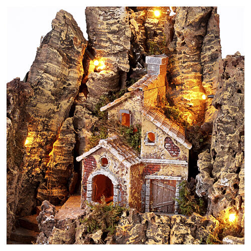 Illuminated oven and fountain scene 50x45x50 cm for 8 cm Neapolitan nativity 4
