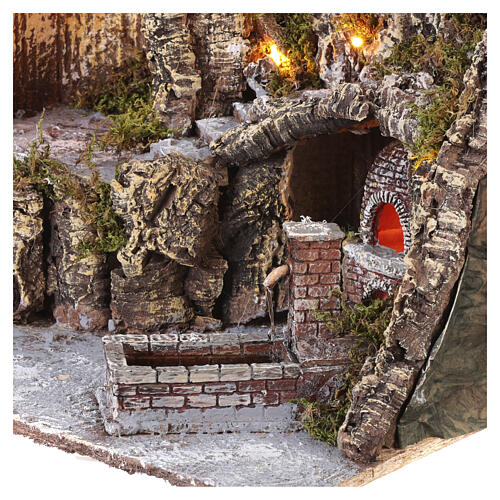 Neapolitan Nativity Setting with Illuminated Fountain 55x55x45 cm for 8 cm Figurines 4