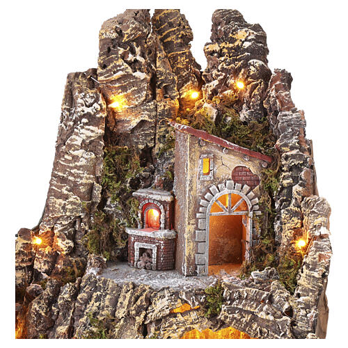 Illuminated Nativity Village with Staircase 50x60x35 cm, Neapolitan nativity for 8 cm figures 4