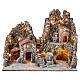 Illuminated Nativity Village with Staircase 50x60x35 cm, Neapolitan nativity for 8 cm figures s1