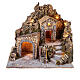 Neapolitan nativity scene with house and illuminated fountain 40x45x40 cm for 8 cm figures s1