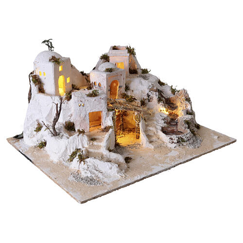 Village de style palestinien illuminé 30x65x62 cm pour crèche 8 cm 5