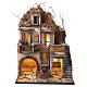 Crèche napolitaine avec fontaine et escalier latéral 55x40x30 cm pour santons de 10 cm s1