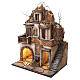 Presepe illuminato con fontana e scala laterale 55x40x30 cm presepe napoletano 10 cm s2