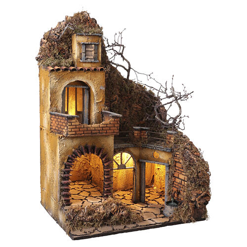 Nativity village with right-side fountain 55x40x30 cm, Neapolitan Nativity Scene 10 cm 4
