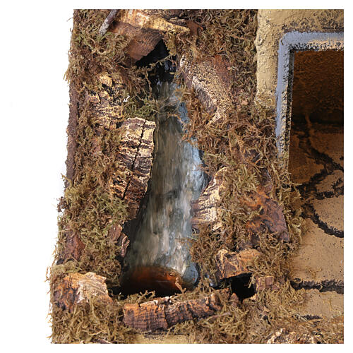 Nativity village with left-side waterfall 55x40x30 cm Neapolitan nativity 10 cm 2