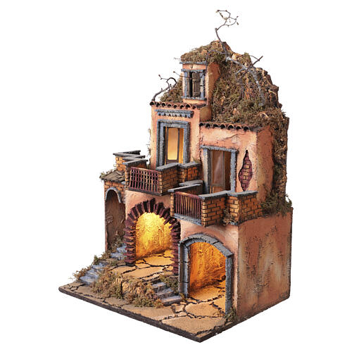Double-balcony nativity village 55x40x30 cm Neapolitan nativity for 10 cm figures 2