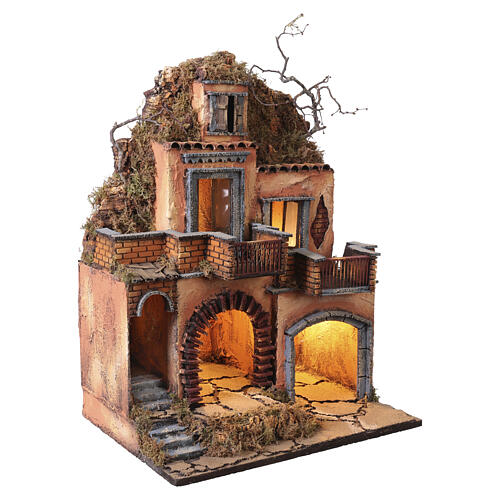 Double-balcony nativity village 55x40x30 cm Neapolitan nativity for 10 cm figures 3