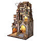 Borgo presepiale con case e arco illuminato 65x40x30 cm presepe napoletano 10 cm s2